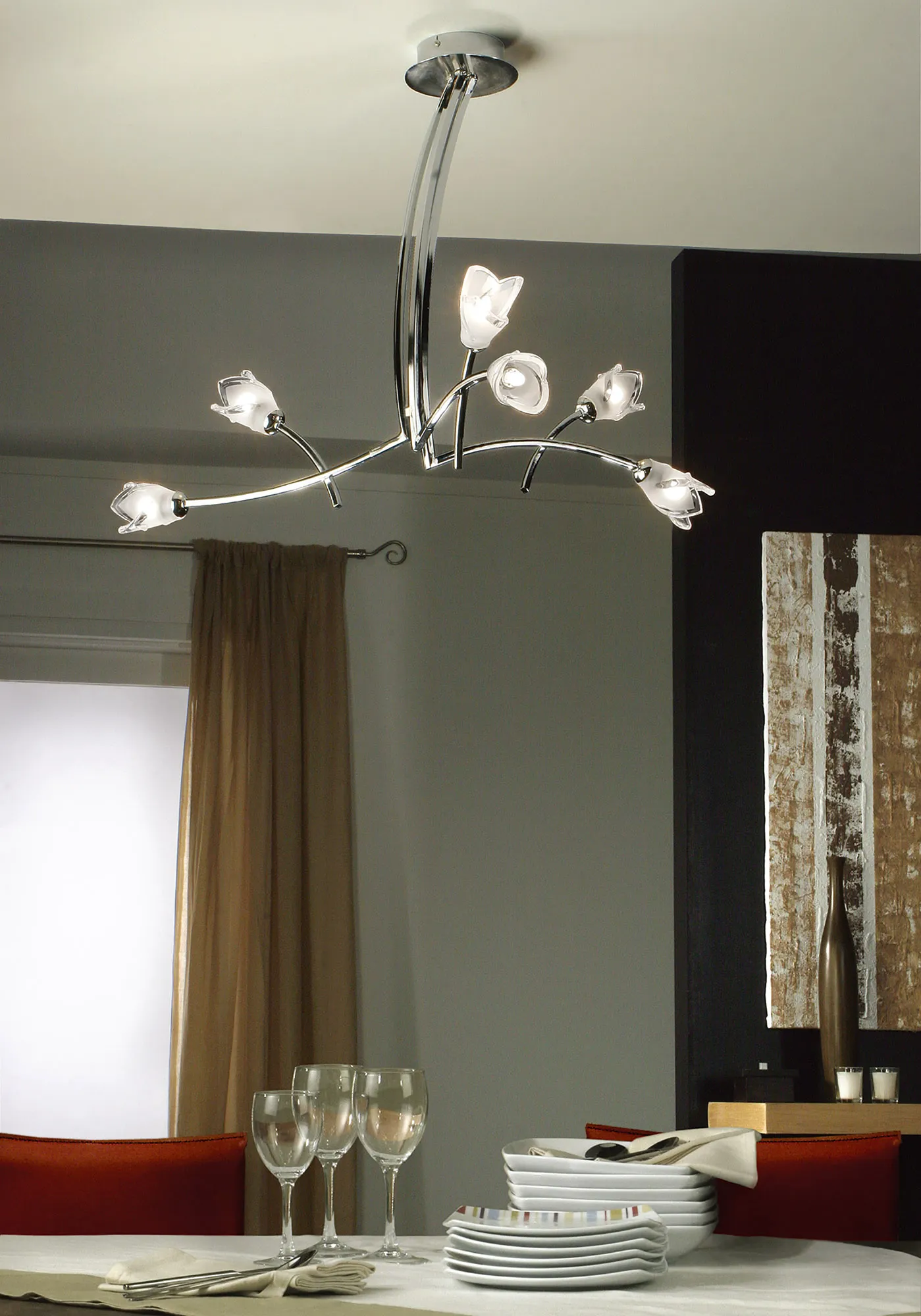 Pietra Polished Chrome Ceiling Lights Mantra Multi Arm Fittings